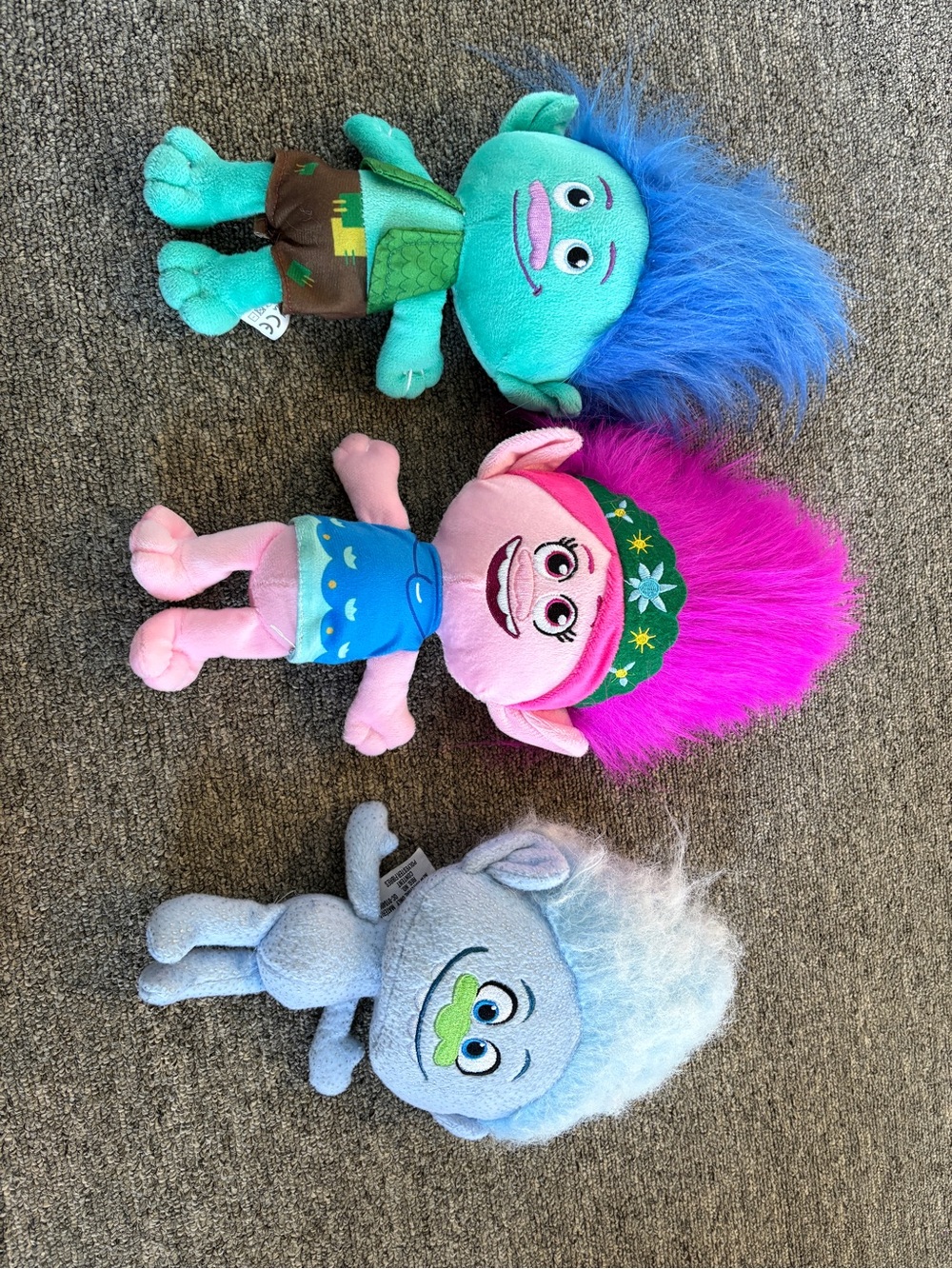 Trolls Plush Trio - Pink, Teal, Light Blue Hair